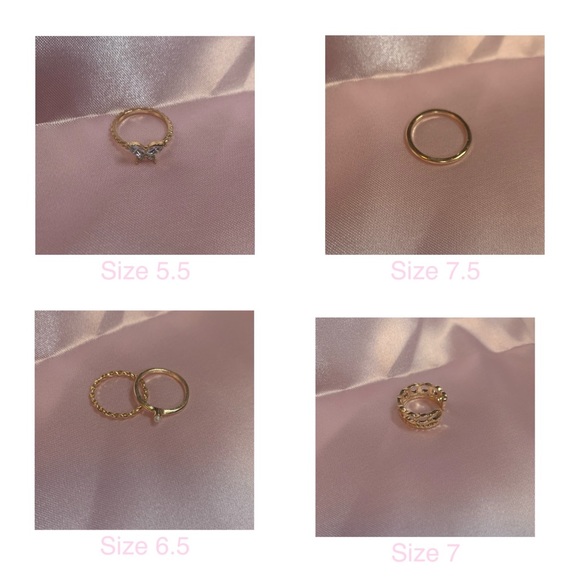 *3/$20* 5 Piece Glam Butterfly Rhinestone and Pearl Ring Set - Picture 5 of 6